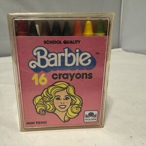 BARBIE CRAYONS SCHOOL QUALITY – 16 Crayons © Mattel Golden Label 1983